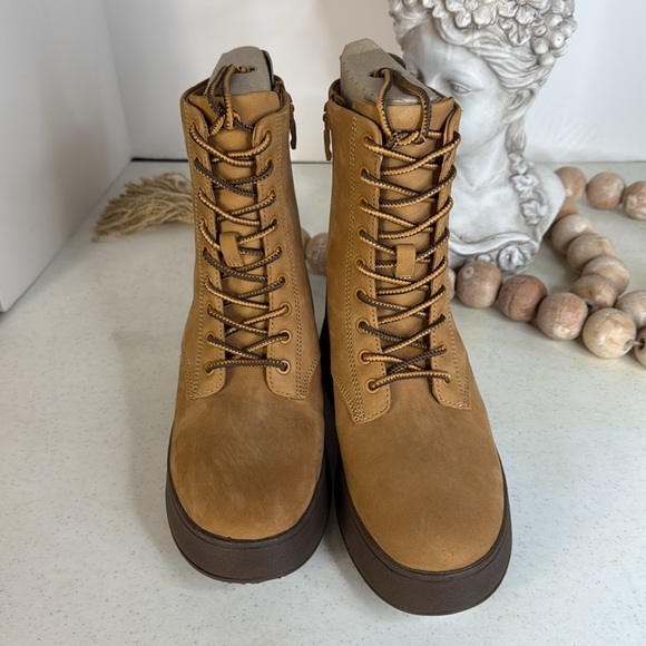 Fitflop F-MODE Nubuck Lace-Up Flatform Ankle Boots Size 7 Tan - Picture 9 of 11